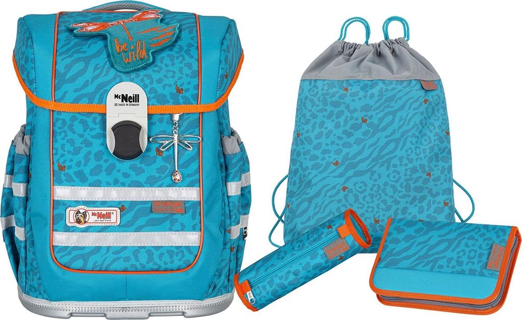McNeill Schulranzen Ergo Complete Set 4-teilig Orange grün Produktbild 