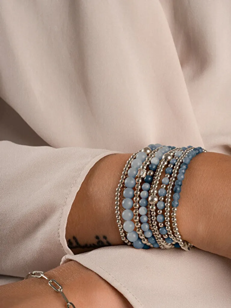 Bracelet anti-stress en aventurine bleue : perles naturelles de 4mm