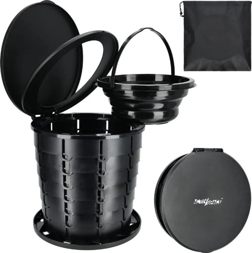 Toilette portable pliable 2 en 1 avec poubelle intégrée pour camping XL