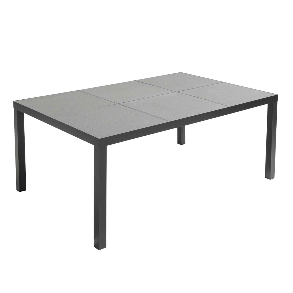 Gartentisch für 10 Personen aus Keramik mit gewachster Betonoptik Grau - Oviala Tivoli