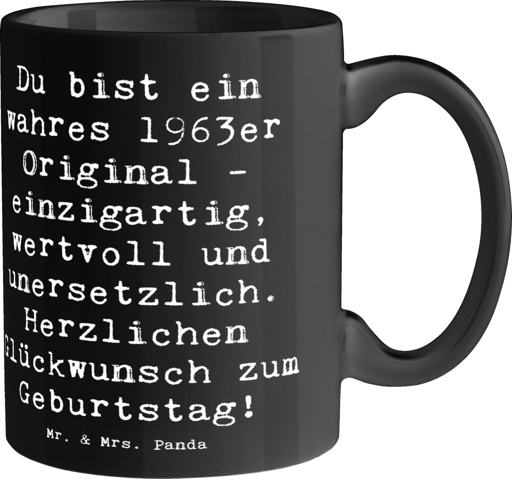 Mr. & Mrs. Panda Kaffeetasse Spruch 1963 Geburtstag - Schwarz - Geschenk, Becher, Herzlichen Glückwunsch, Geburtstagsgeschenk, feiern, geboren, Ta...
