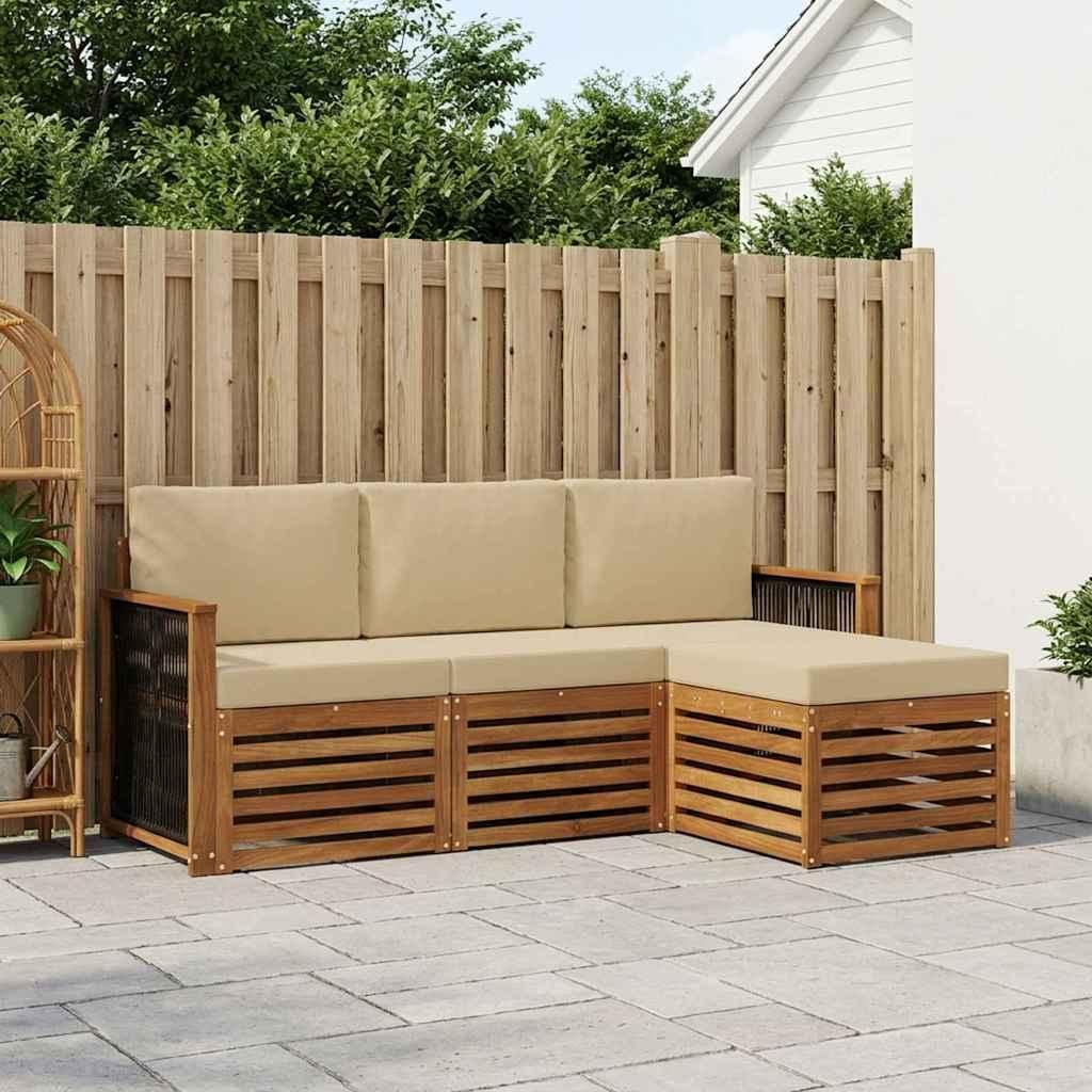 Möbel Outdoor-Sofagarnitur mit Kissen 4 pcs Natur und BeigeGartensofas - Gartensofas c1690