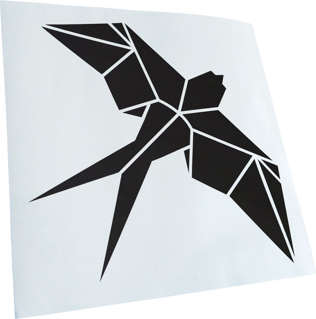 Kiwistar - Autoaufkleber - Papierfalten Vogel M2 - Mattschwarz - 50x50cm - Aufkleber für Auto, Laptop, Fahrrad, LKW, Motorrad mehrfarbig JDM Decal...