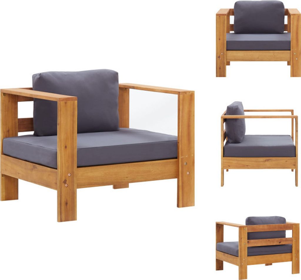 vidaXL Gartenstuhl mit Auflagen Dunkelgrau Akazie Massivholz - Gartensofaelemente