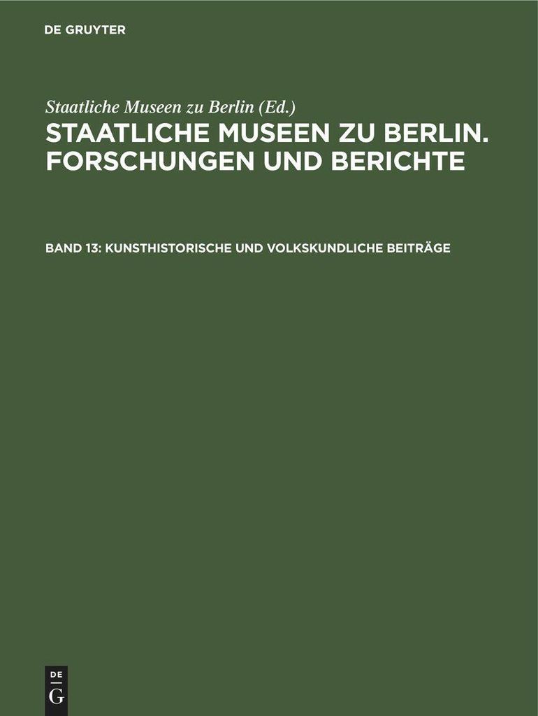 Kunsthistorische und volkskundliche Beiträge