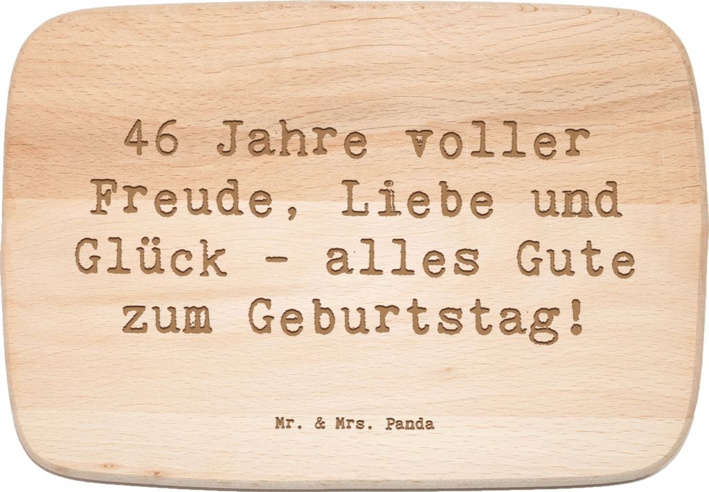 Mr. & Mrs. Panda Holzschneidebrett Spruch 46. Geburtstag - Transparent - Geschenk, Happy Birthday, Glück, massivholzbrett, 46 Jahre, Geburtstagser...