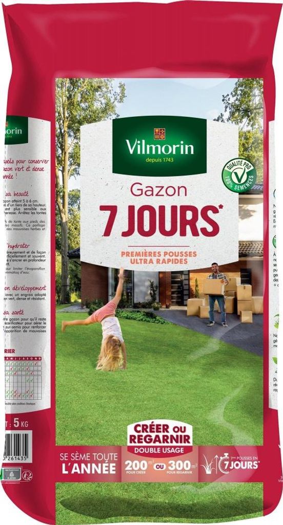 VILMORIN 7-Tage-Rasensamen, 5 kg, 200 m²