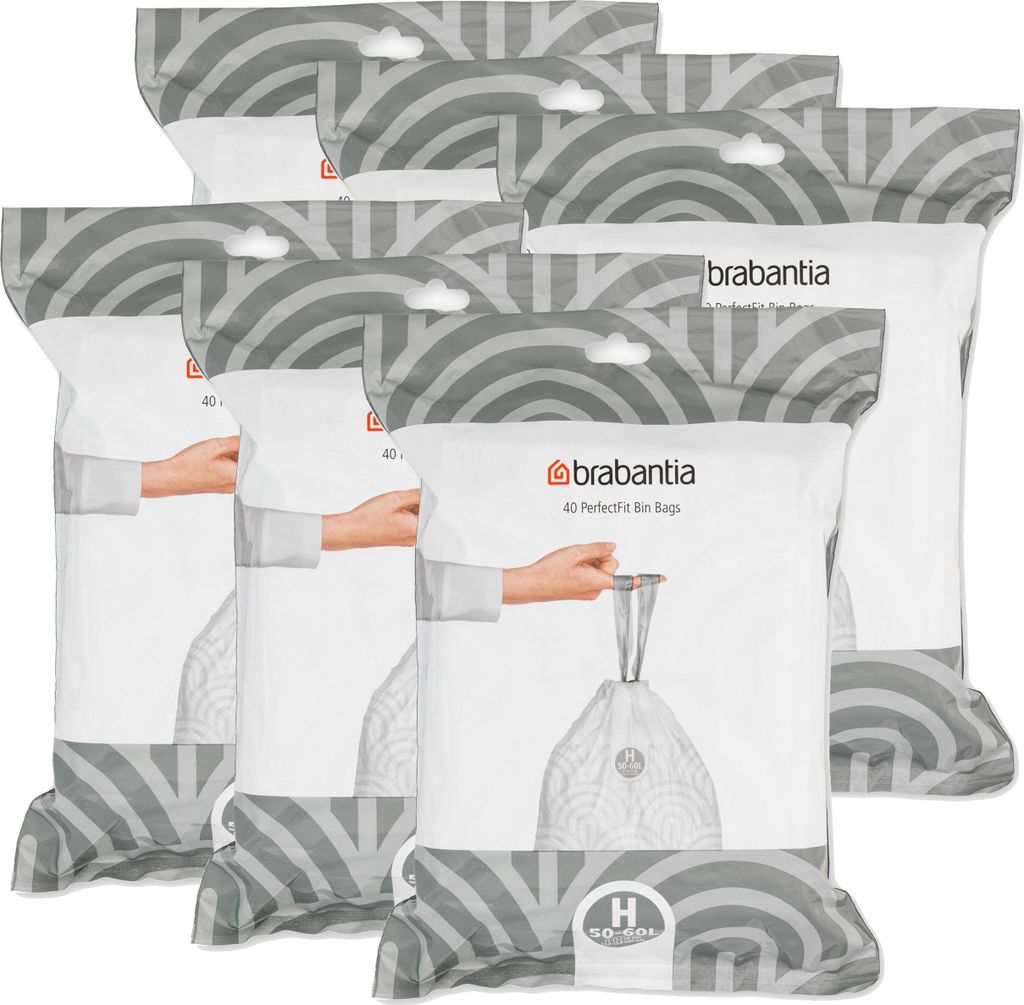 Brabantia PerfectFit Müllbeutel 50-60L (H) 40 Beutel Mülleimerbeutel (6er Pack)