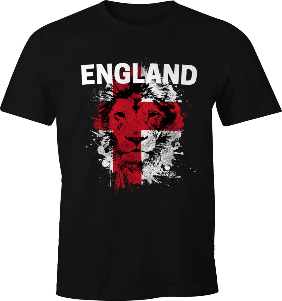 Herren T-Shirt Fanshirt England Fußball EM WM Löwe Flagge Lion MoonWorks 3XL