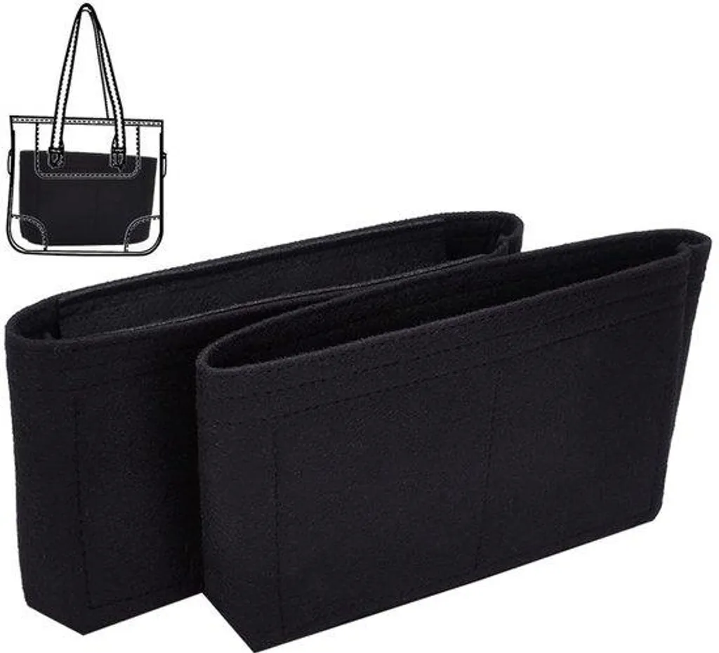 Organiseur en polaire à deux compartiments noir zippé 22,5x14x9,4 cm