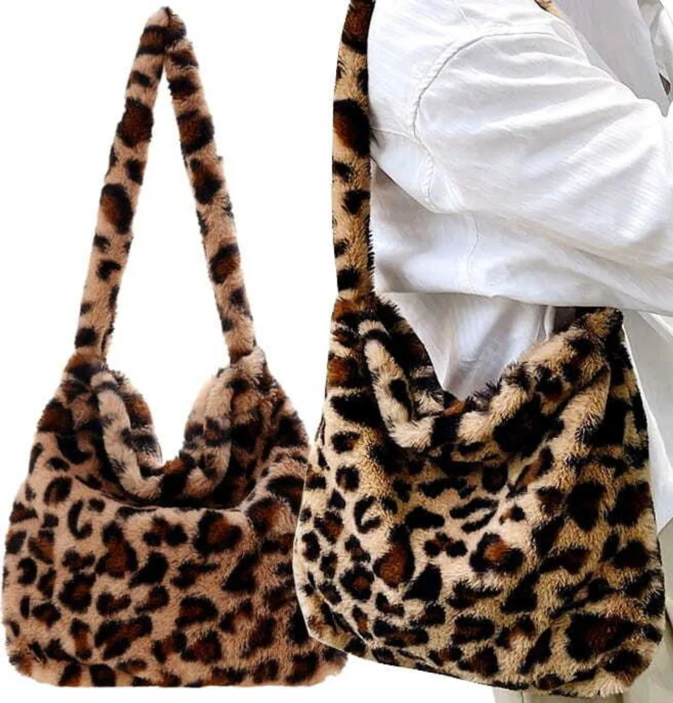 Borsa Leopardata in Felpa Urbana con Chiusura Magnetica - Must-Have 29x26cm