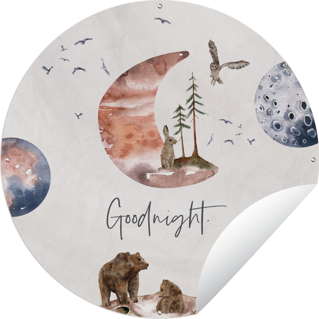 MuchoWow Gartenposter Outdoor-Poster Rund Zitate - Gute Nacht - Sprichwörter - Kinder - Jungen - Mädchen - Kind Ø 90 cm Gartendeko Rundes Post...
