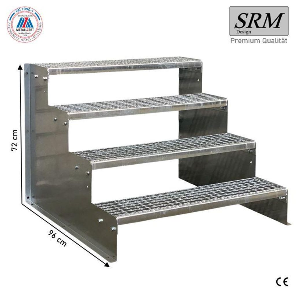 4 Stufen Standtreppe Modell 2 verzinkt, Breite 60 cm, Höhe Produktbild 