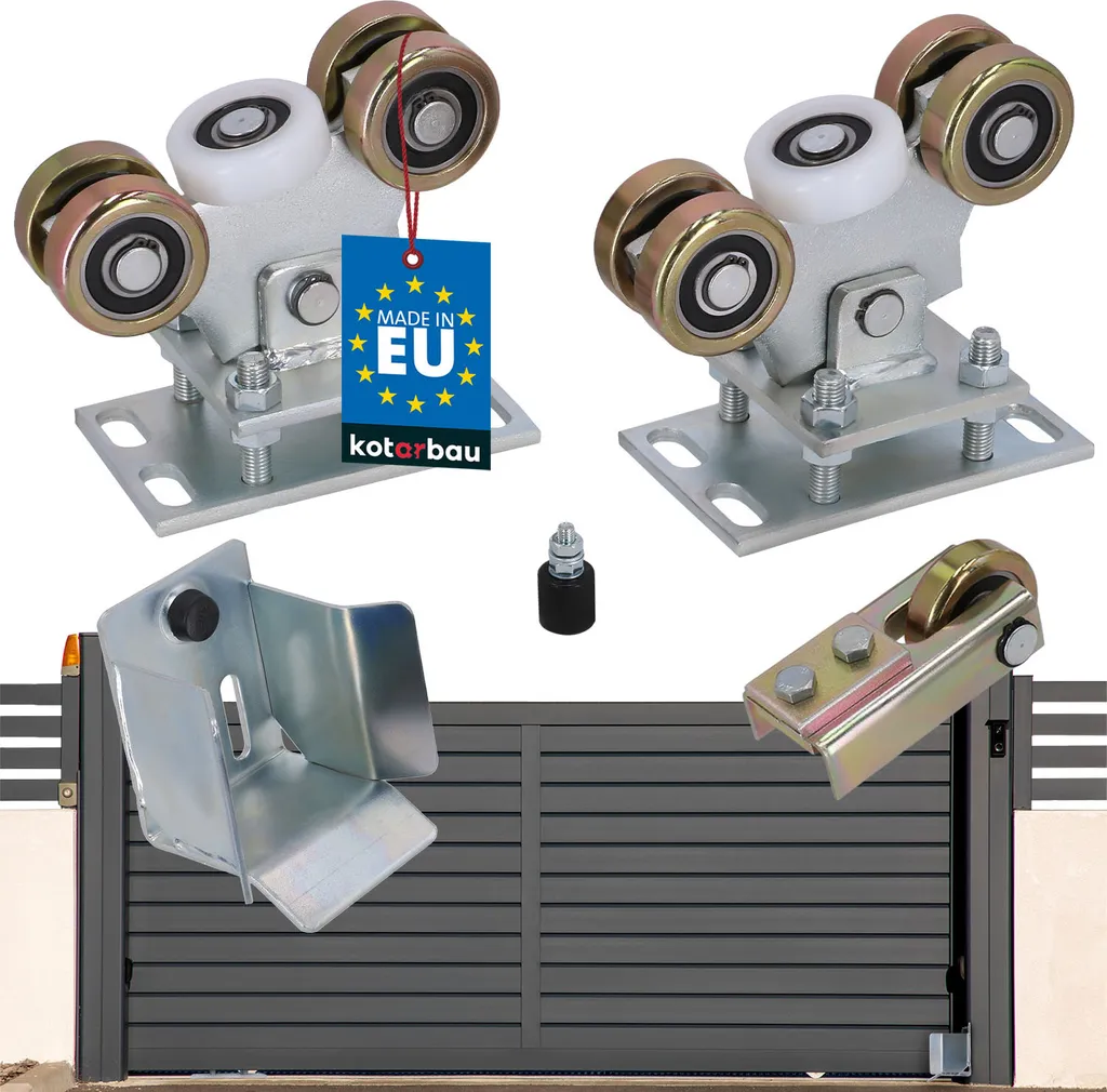 Kit Roulettes 80x80 mm pour Portail Coulissant et Porte d'Entrée Acier