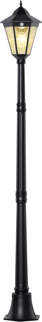 Aluminium Solar Gartenlaterne mit 19 LED, 130 Lumen, 3000K, gehärtetes Glas, Schwarz, 22x22x194 cm