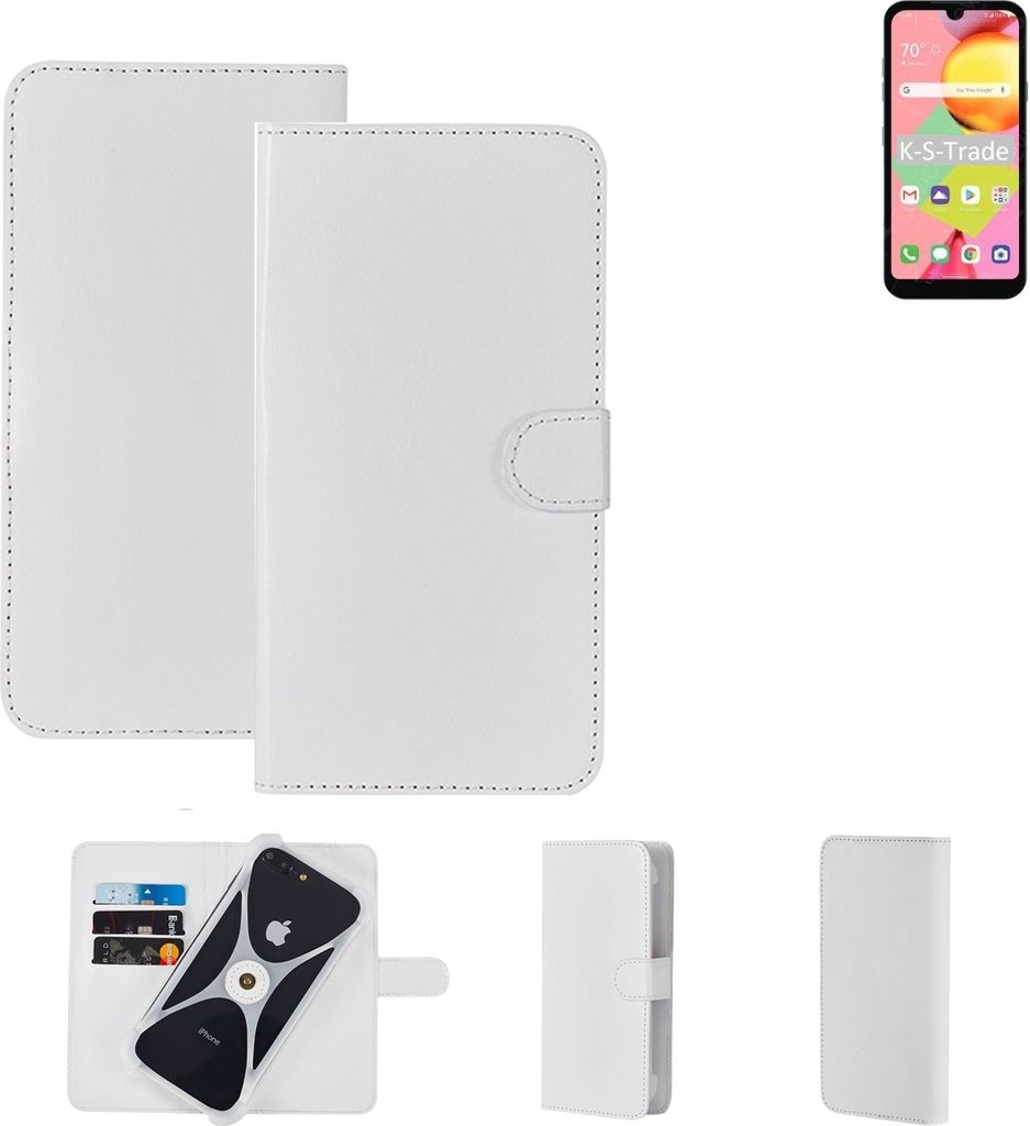 K-S-Trade Handy Hülle Schutz Hülle kompatibel mit LG Electronics Risio 4 Cover Case Bookstyle Bumper weiß 1x
