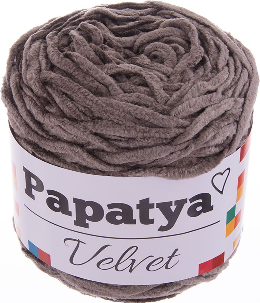 600g Strickgarn Papatya Velvet Chenille-Strickgarn Strickwolle Häkelgarn Farbwahl, Farbe:302-01 beigegrau