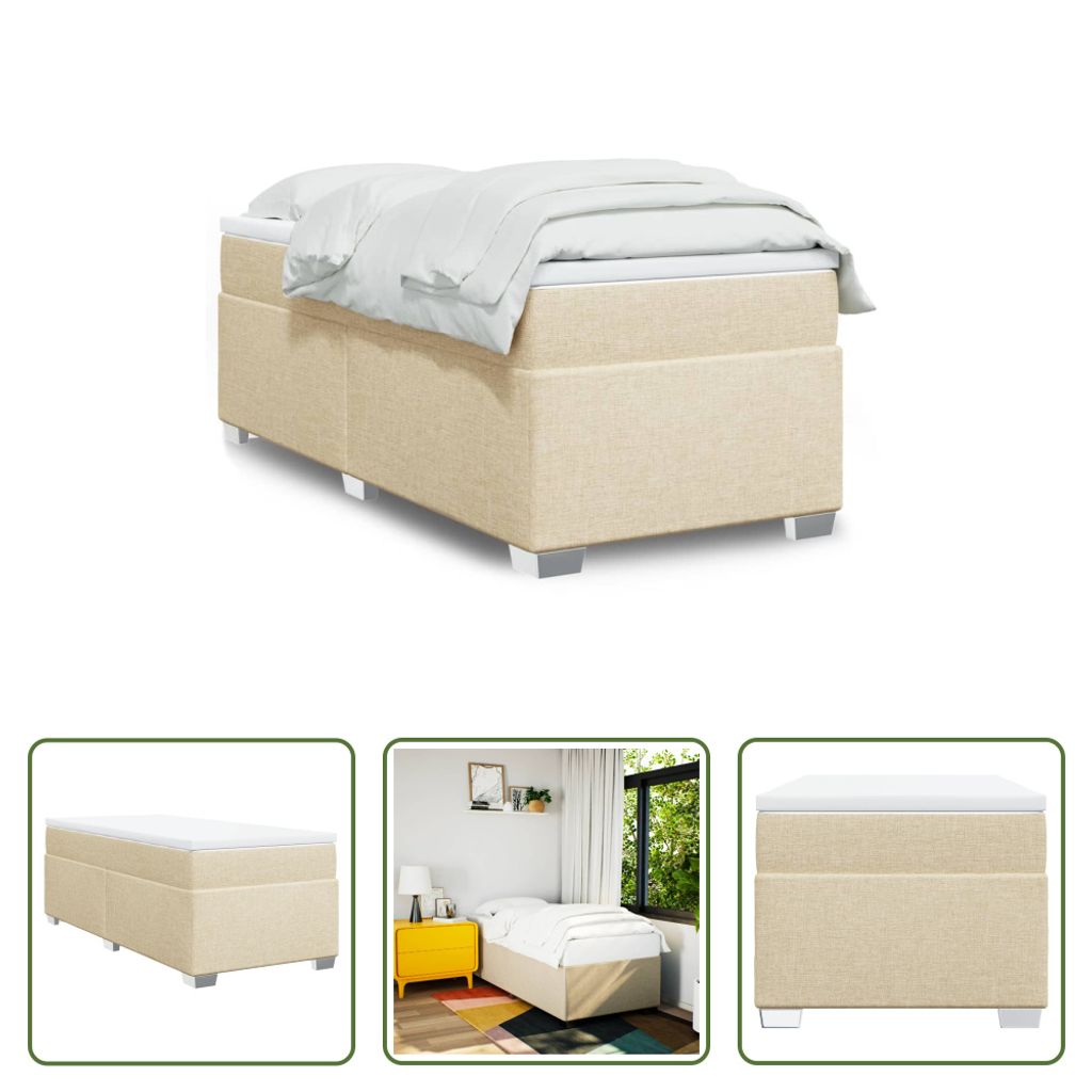 The Living Store Boxspringbett mit Matratze Creme 90x190 cm Stoff