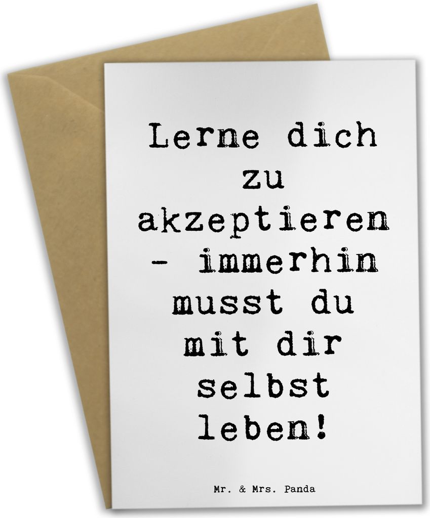 Mr. & Mrs. Panda valentinstagskarte Spruch Selbstakzeptanz Lernen - Weiß - Geschenk, einladungskarten, Zitat, Selbstmitgefühl, Grußkarte, Gefüh...