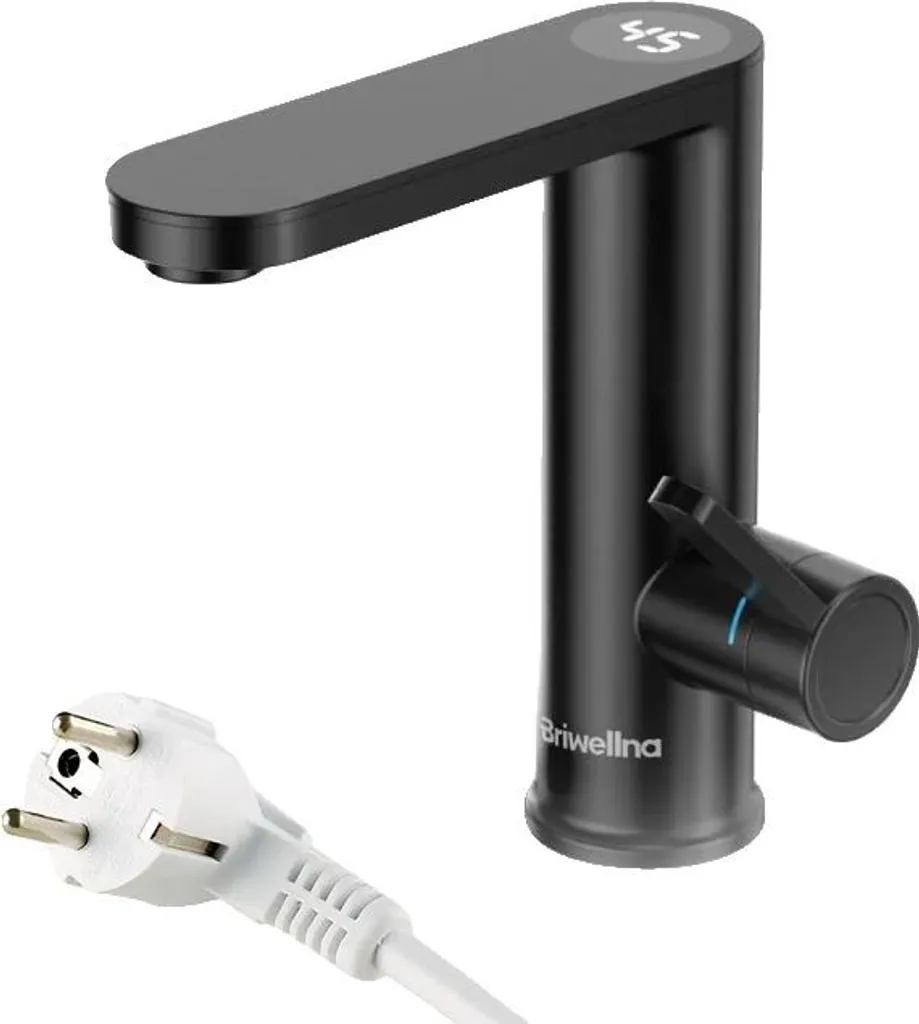 Chauffe-eau instantané sur robinet noir mat affichage digital de 3000W