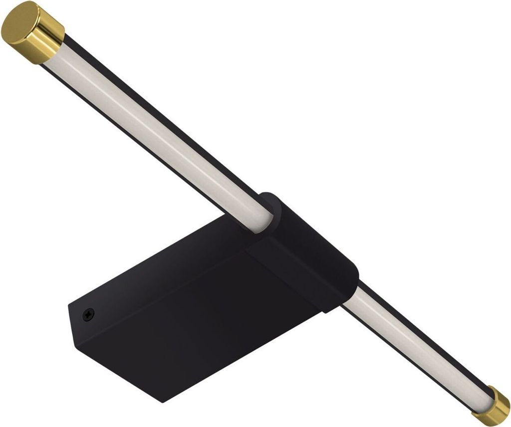 LED Spiegelleuchte Edelstahl IP44 neutralweiß 4100 K 480 lm B: 39,5 cm in Schwarz Gold länglich Modern