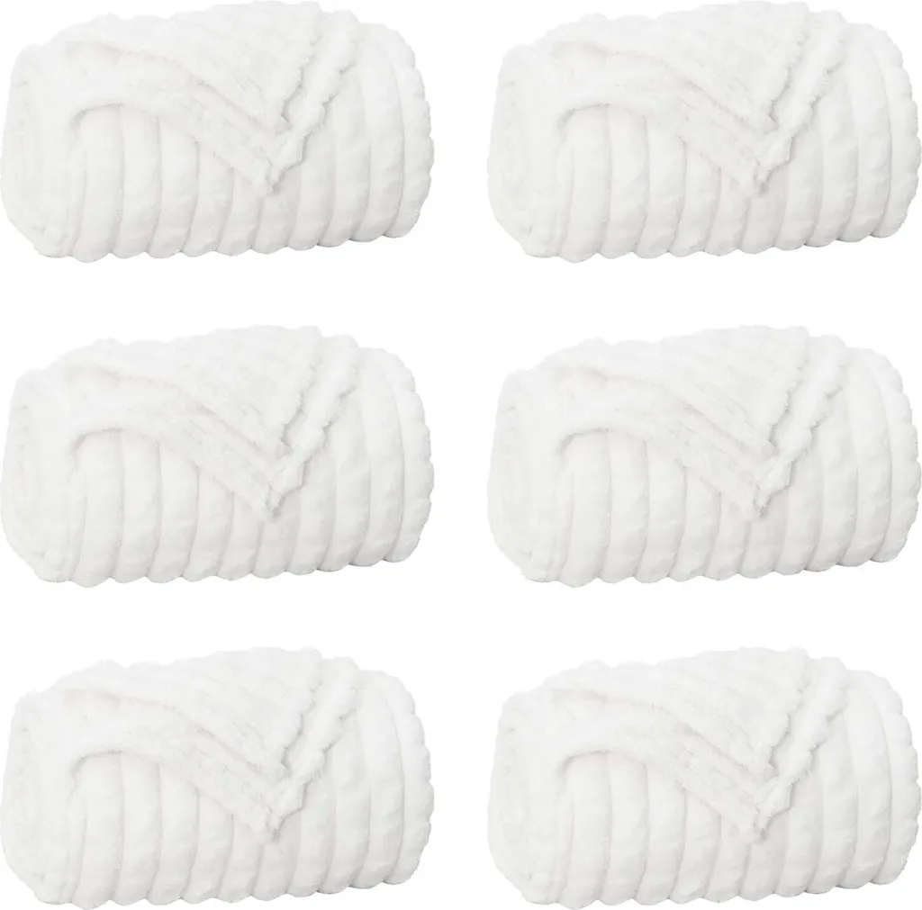 vidaXL Coperte 6 pezzi in pile bianco 150 x 130 cm