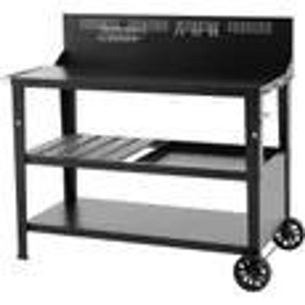 Multifunktionaler Servierwagen – Kochbox – Ablagefläche: 100 x 50 cm – Griff – 2 Hinterräder – Stahl