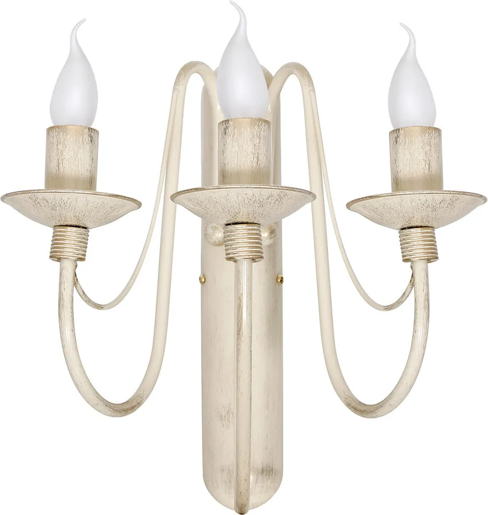 Applique murale salon RÓŻA chic beige et dorée 3xE14 métal 49 cm