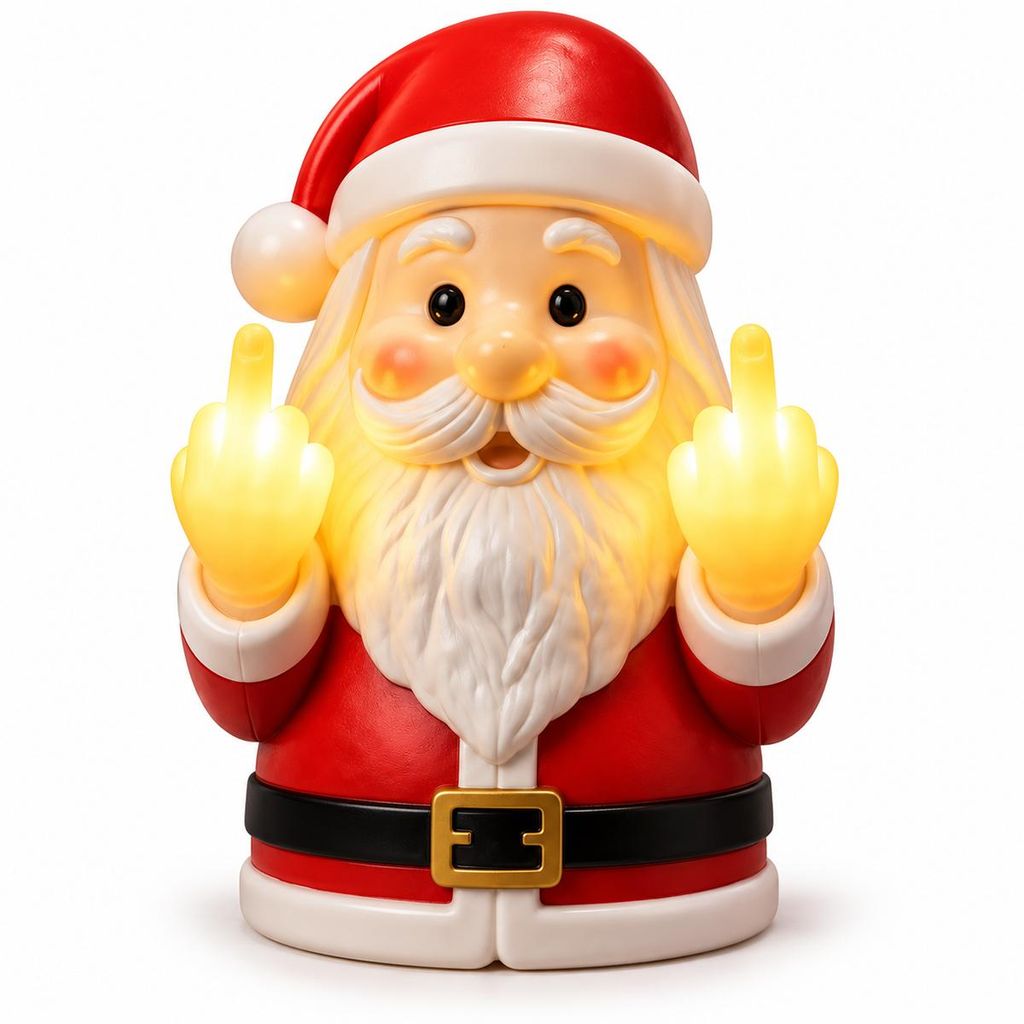 Weihnachtsmann Mittelfinger Nachtlicht 20 cm – Lustige Produktbild 