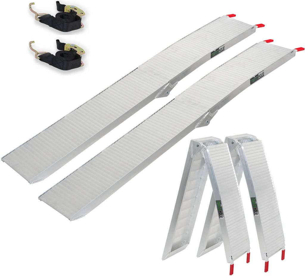 TRUTZHOLM 2 x Alu Auffahrrampen 205 cm 680 kg Tragkraft klappbar rutschhemmend gerillt Verladerampen