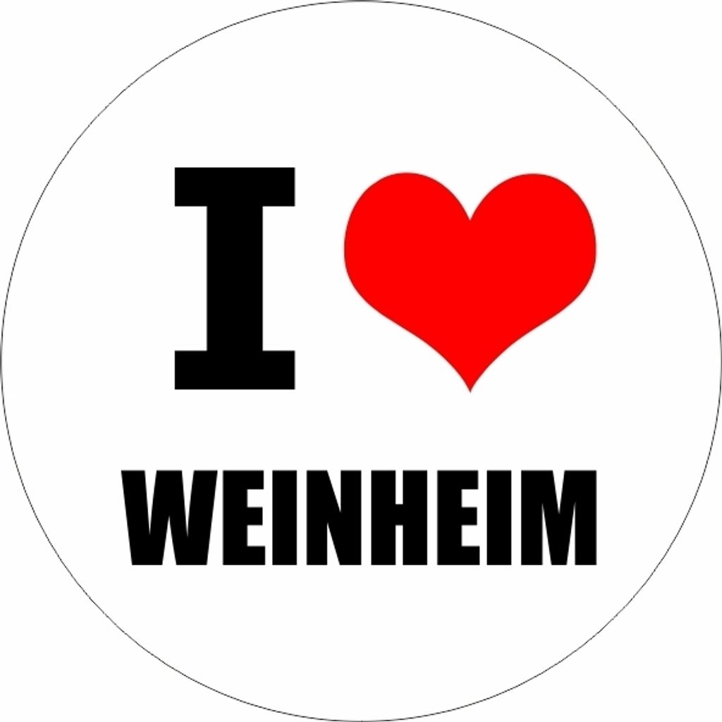 Kiwistar - Autoaufkleber - 5x5 cm - außen klebend - I love Weinheim für Auto, Laptop, Fahrrad, LKW, Motorrad Aufkleber mehrfarbig JDM Decal Stick...