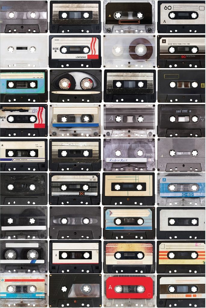 Wallario Poster - Retro Kassetten, Kunstdruck Größe: 100 x 150 cm
