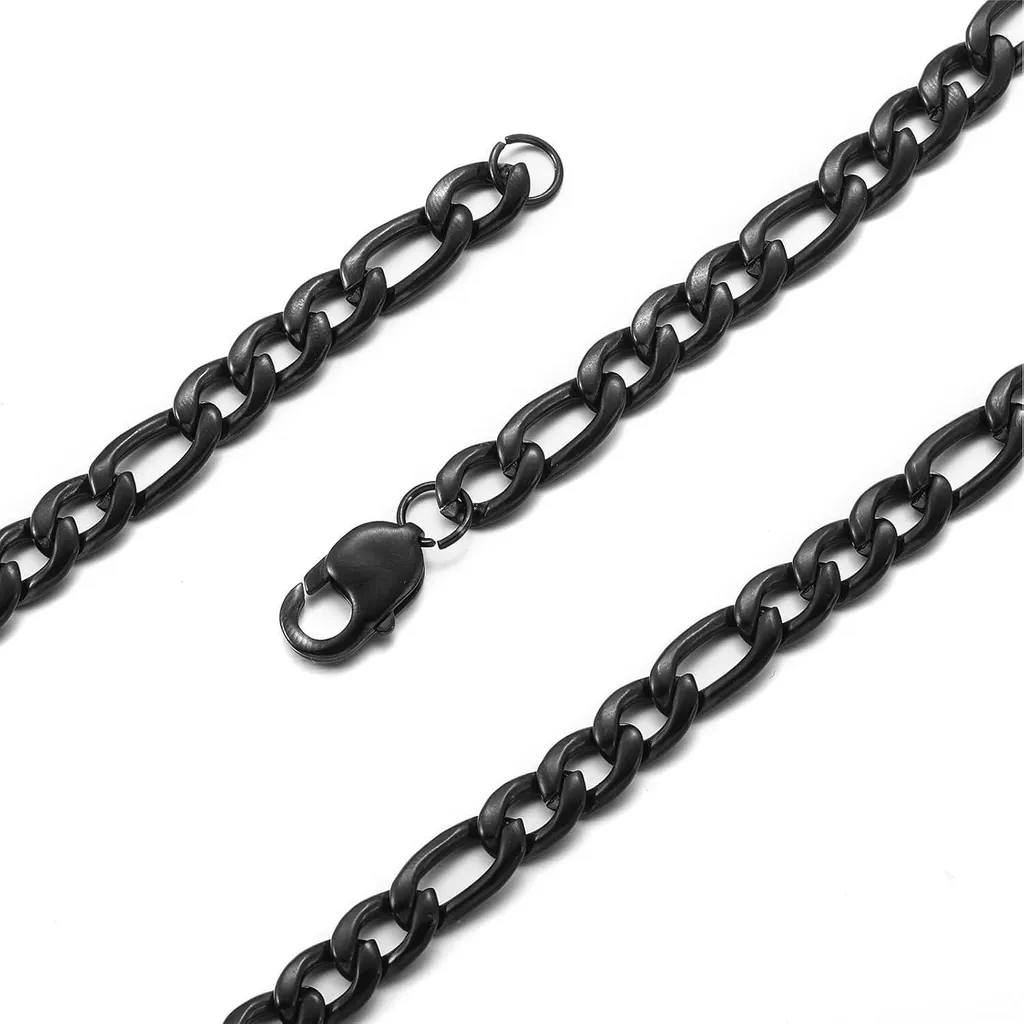 Collana Figaro da uomo in acciaio inossidabile argentato con catena a cordoncino 5 mm 45-90 cm - 9