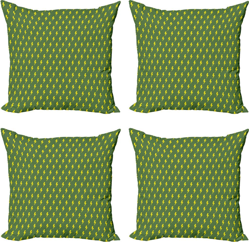 ABAKUHAUS Grün und Gelb Kissenbezug Set (4 Stück), einfache Pfeile, Moderner Doppelseitiger Digitaldruck, 40 cm x 40 cm, Olive Grün und Gelb
