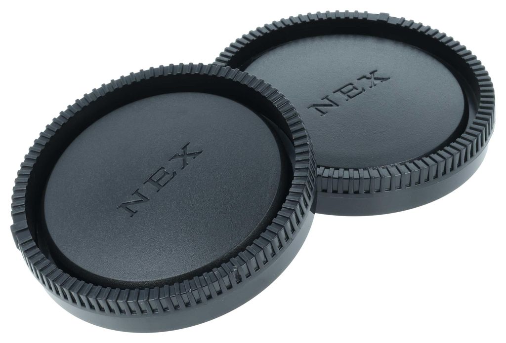 vhbw Objektivdeckel-Set kompatibel mit Sony Alpha 5000, 3000, 7S, 7, 6000, 7R Kamera - Rück- und Gehäusedeckel Schwarz