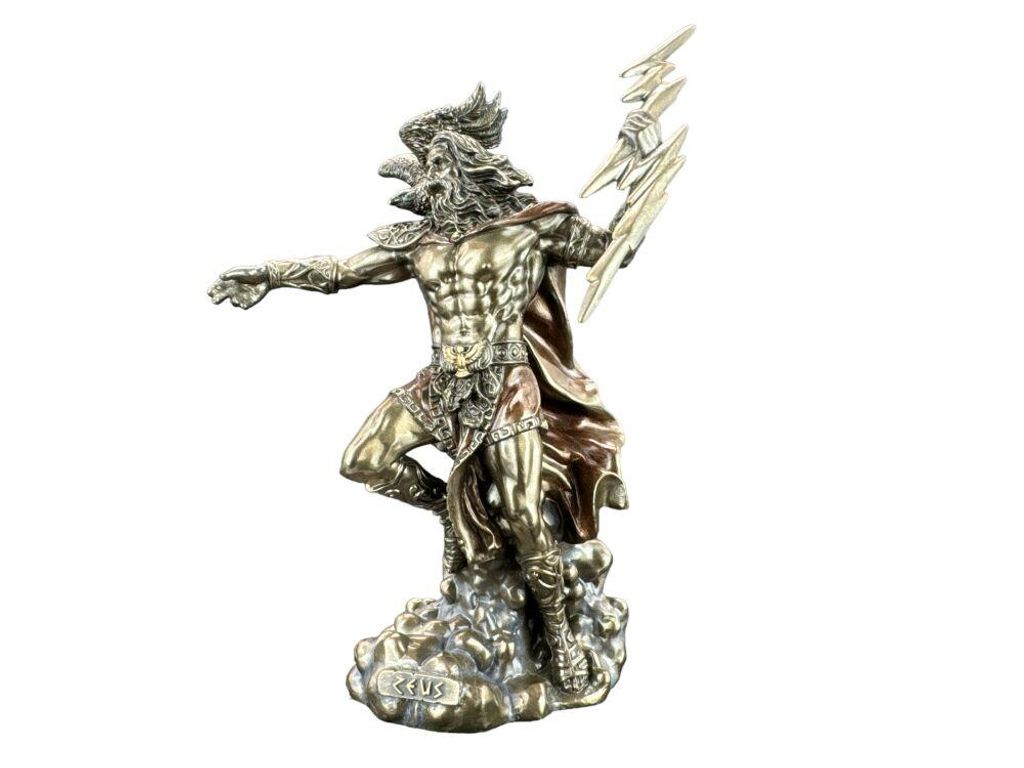 Zeus Figur Skulptur griechischer Gott dekorative Statue Wohnraum Deko Geschenkidee Büro Regal Figur Bronze Optik Veronese WU78103A4