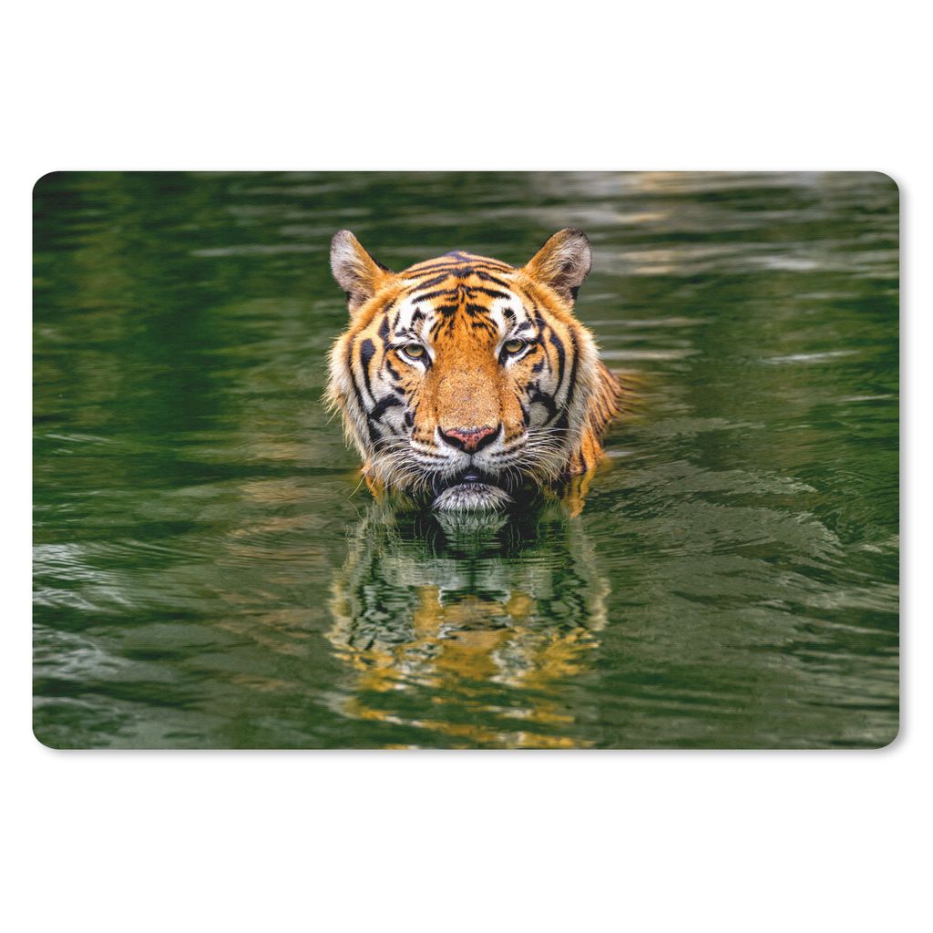MuchoWow Schreibtischunterlage Tiger im Wasser 60x40 cm - XXL Mauspad - Großes Mauspad