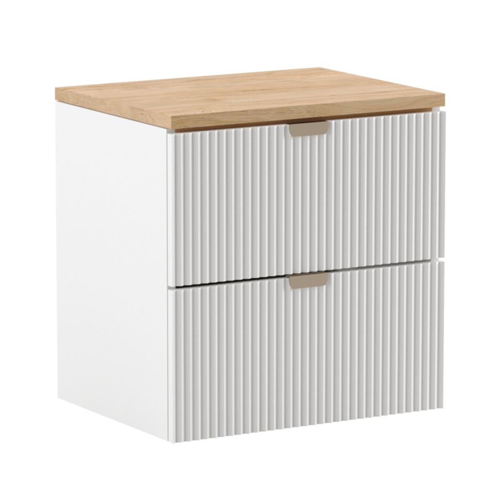 WENA Skříňka pod umyvadlo 140 cm, drážkovaná čela, kovové Obrázek produktu 2