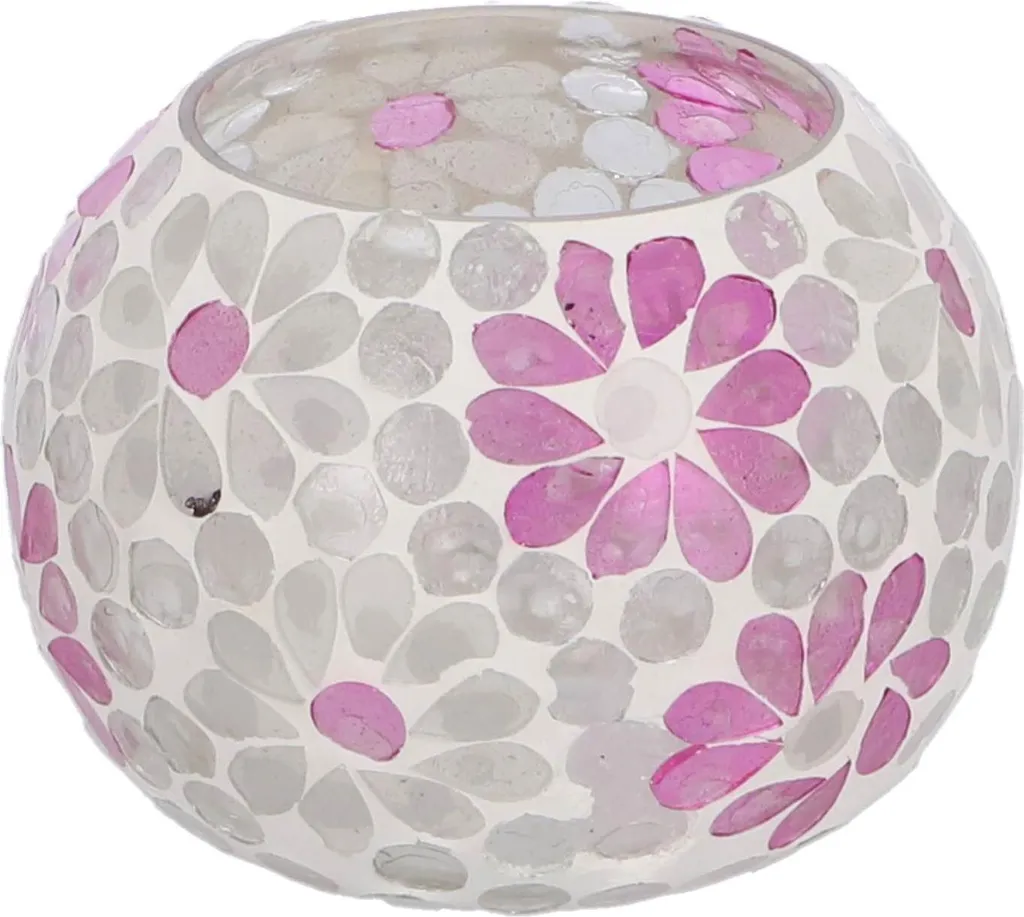 Lanterne Vetro Holly Set 2pz Bianco Rosa - Atmosfera Relax 10x14cm
