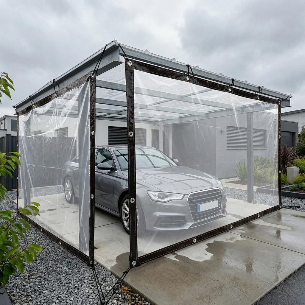 Vigevee 2x Transparante zeildoek met oogjes, waterdichte Productafbeelding 