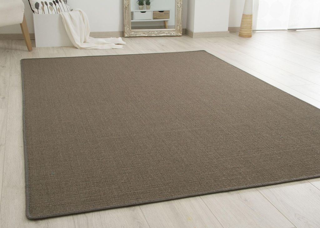 Sisal Teppich Acapulco - gekettelter Sisalteppich aus 100% Sisal in Graphit-Grau, Größe: 80x160 cm