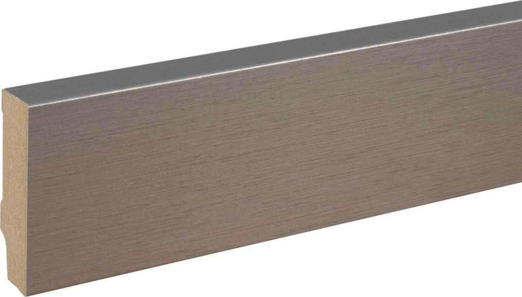 Sockelleiste MDF 16 x 58 x 2500 mm Edelstahl zum Kleben, Clipsen, Schrauben & Nageln MDF-Kern foliert Fußleiste by PROVISTON 12.5 Meter | 5 Stück