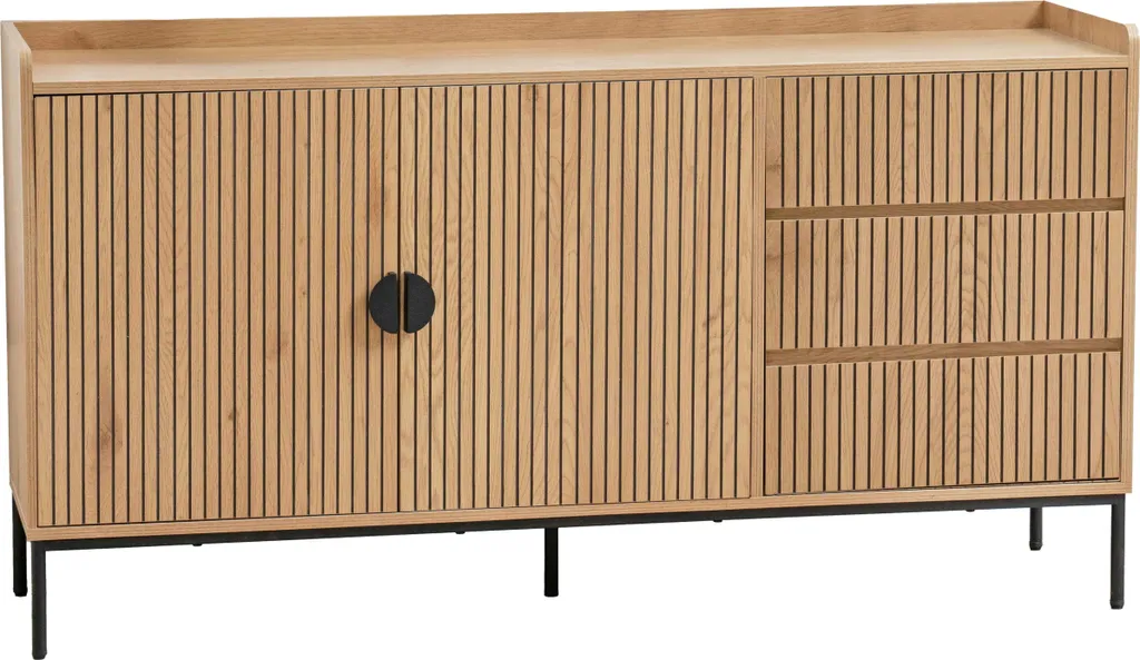 Buffet en acier et MDF mélaminé beige Dakota à grande capacité
