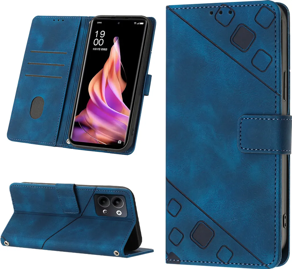 Custodia OPPO Reno9 / Reno9 Pro 5G Blu - Cover Portafoglio in Pelle