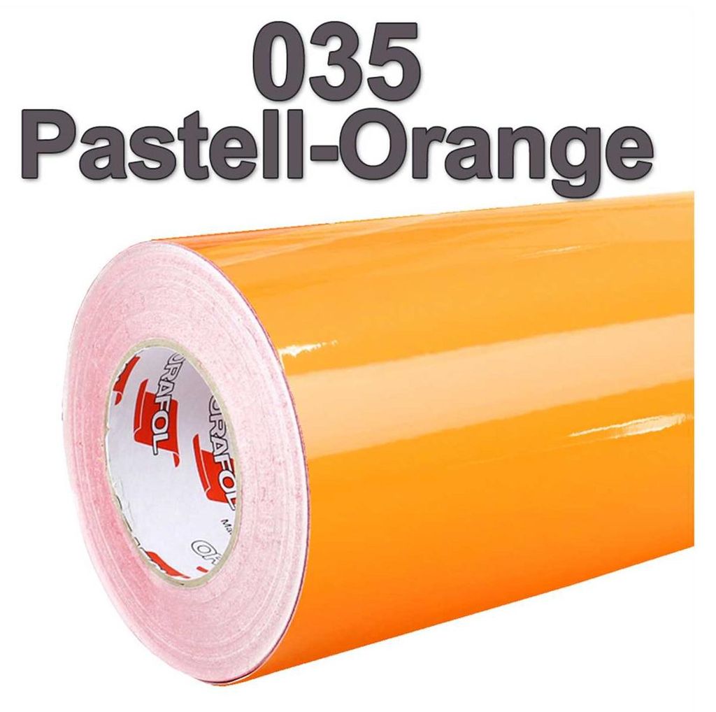 (5,60€/m²) Oracal Möbelfolie 035 Pastell-Orange Glanz 63 cm Breite Laufmeterware selbstklebende Folie Plotterfolie Klebe Folie Oracal 621 gl...