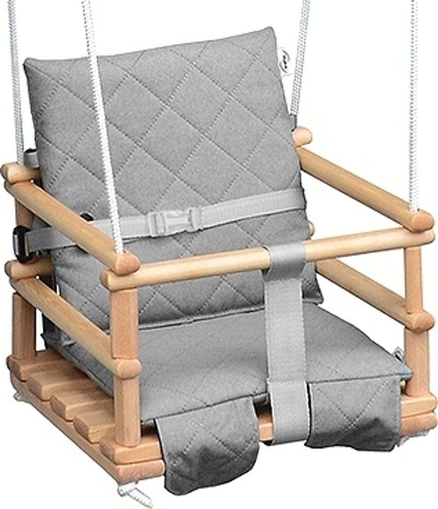 Skyline Schaukeln für Kinder Kinderschaukel mit Kissen Kleinkindschaukel Babywippe Verandaschaukel Babyschaukel Holzschaukel Kissen, Hellgrau