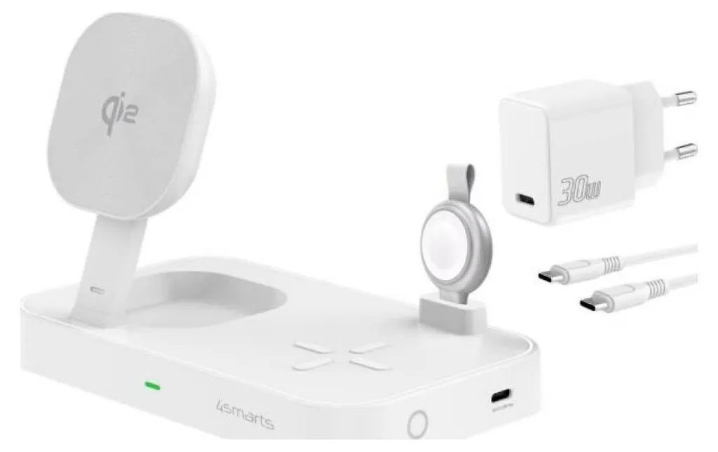 Stazione 4Smarts Trident Qi2 3-in-1: Caricatore Apple MFi da Viaggio