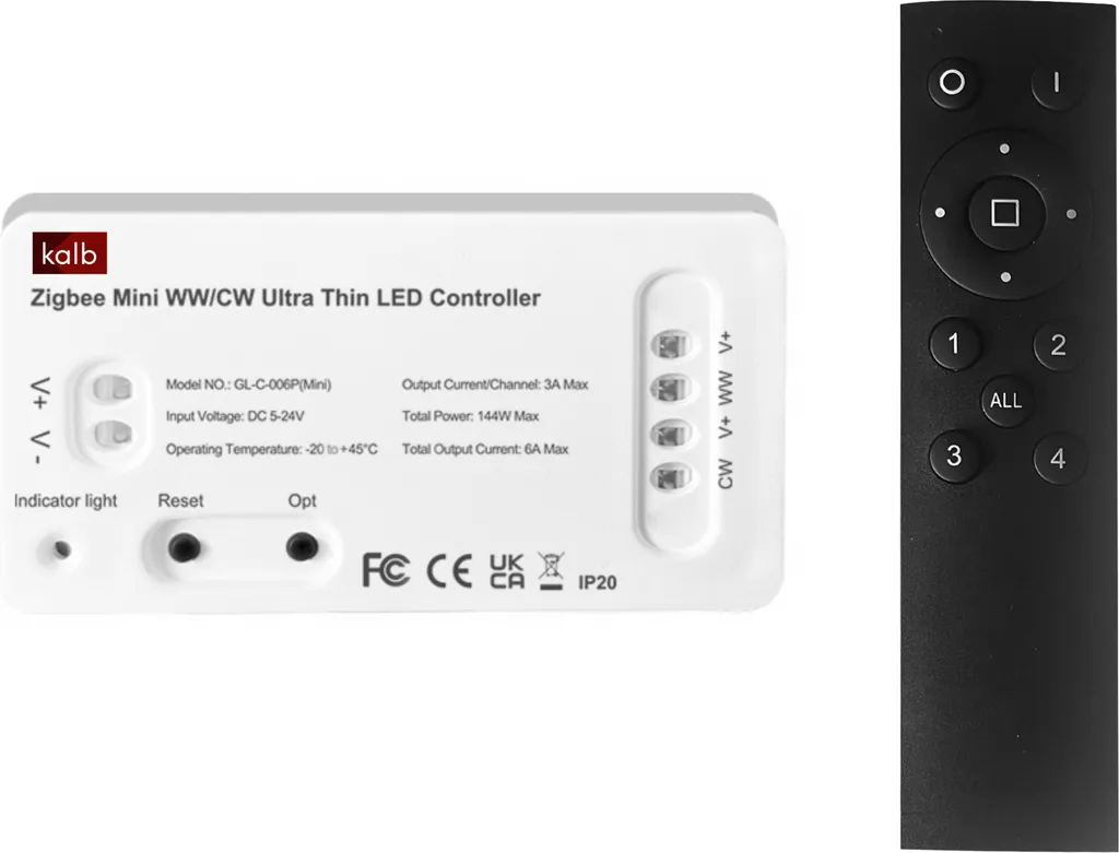 Contrôleur Zigbee 1 canal pour ruban LED CCT et blanc, avec télécommande RF