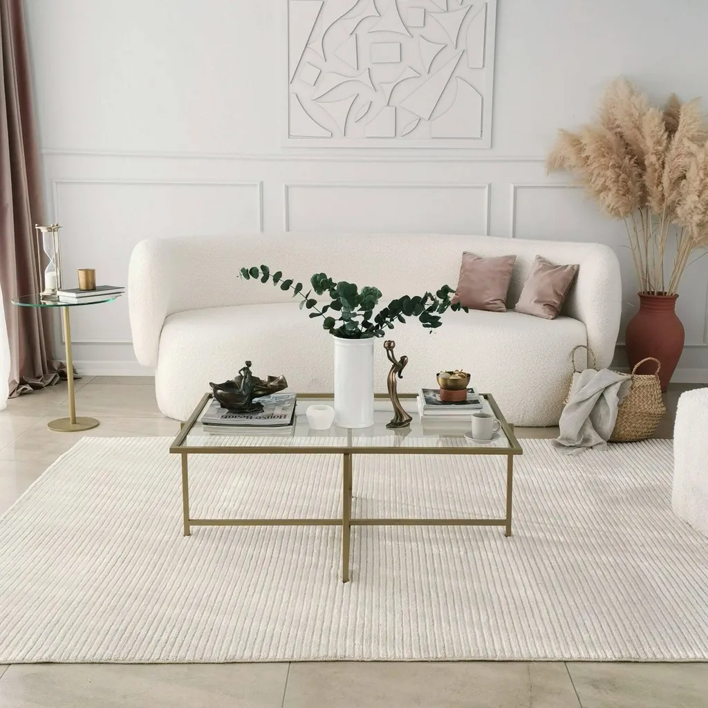 Anna - Table Basse 94x64x35h cm Or Résistante au Ternissement Luxe