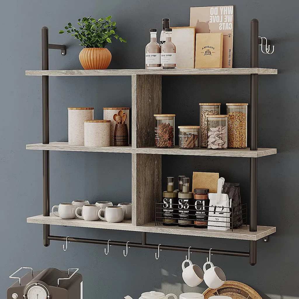 Gagnez de la place avec cette étagère murale industrielle 105,5 cm